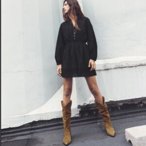 Zara openwork embroidered mini dress